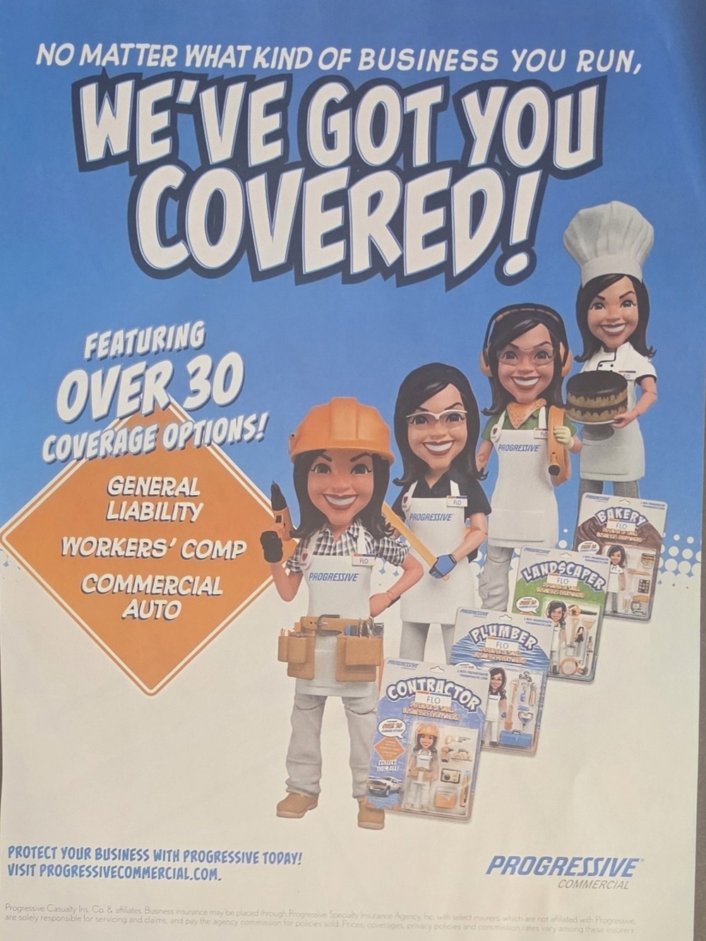 Progressive Commercial 'We've Got You Covered' Blue Business Insurance Art Print